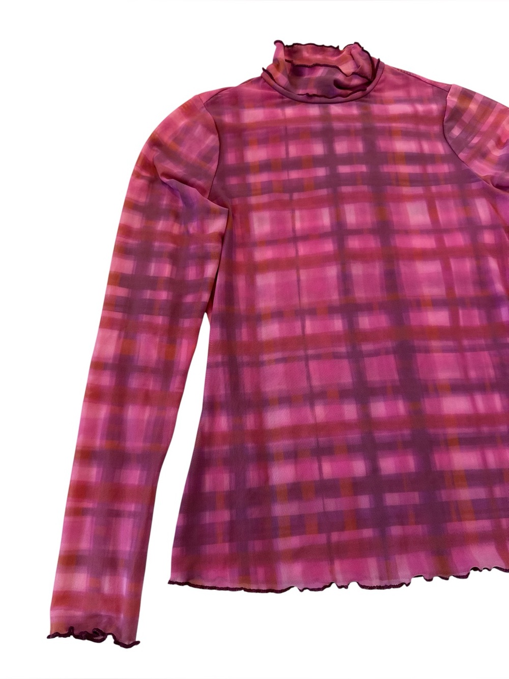 Anthropologie Pilcro Mesh Plaid Turtleneck Top - Picture 8 of 11